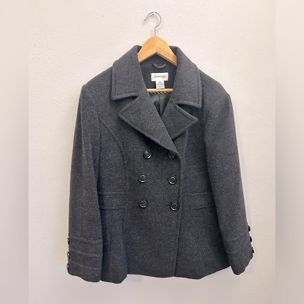 Petite X Large Dark Grey Pea Coat, St Johns Bay